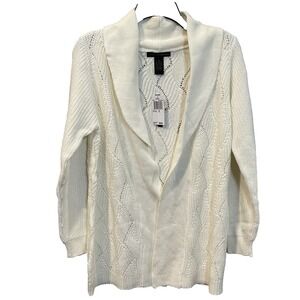Grace Elements Women's XL Cable Knit‎ Long Open Front Casual Sweater Cardigan
